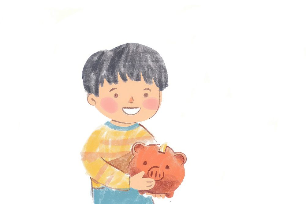 Cute boy holding piggy bank person human baby.