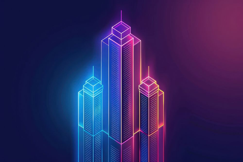 Building icon neon architecture skyscraper.