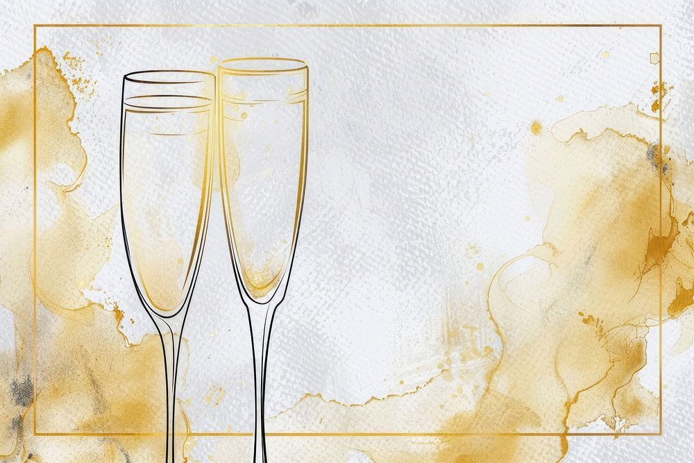 Two champagne glasses border frame beverage alcohol liquor.