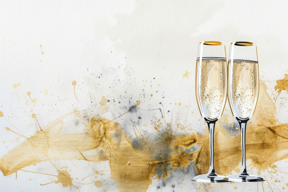 Two champagne glasses border frame beverage alcohol wedding.