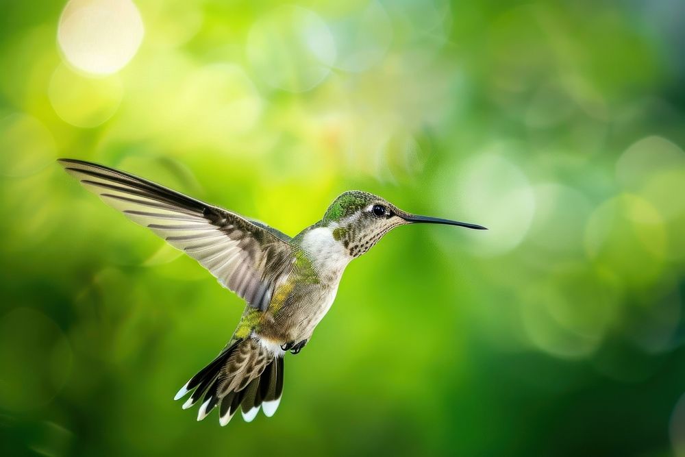 Flying hummingbird animal beak.