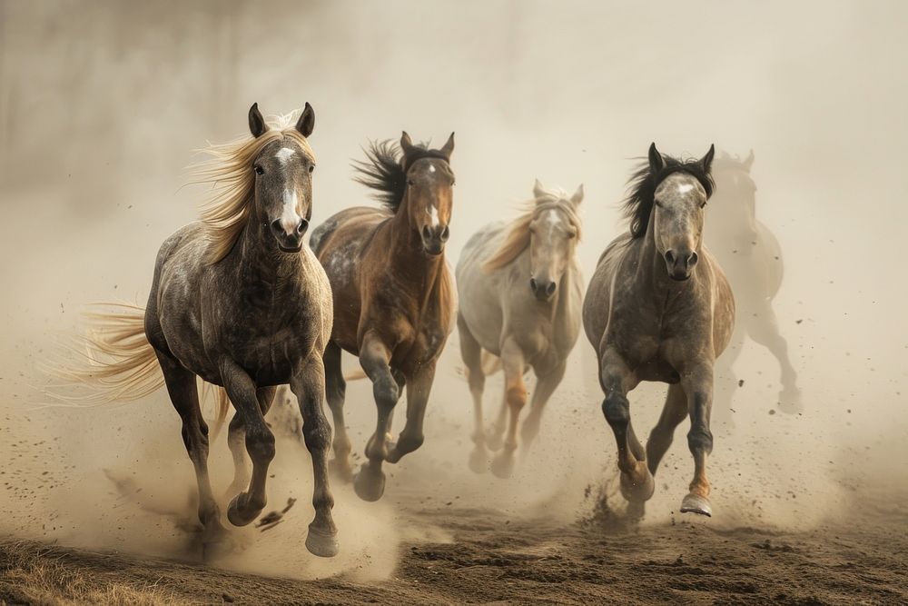 Horses running animal mammal.