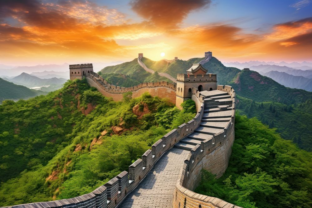 Great wall of china landmark bridge.