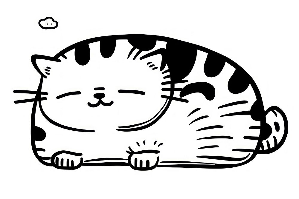 Sleeping cat cartoon drawing animal.