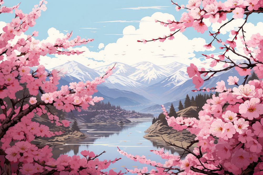 Cherry blossom landscape outdoors scenery.