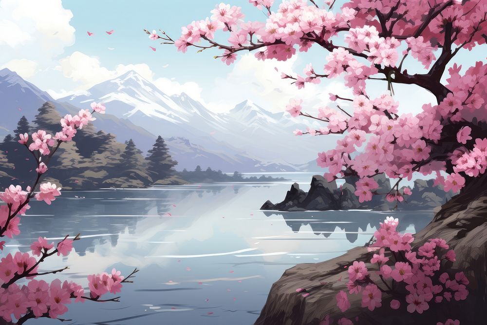 Cherry blossom landscape outdoors scenery.