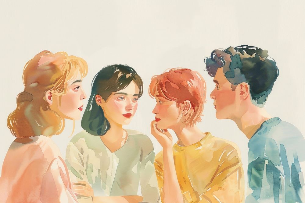 group of people discussing drawing