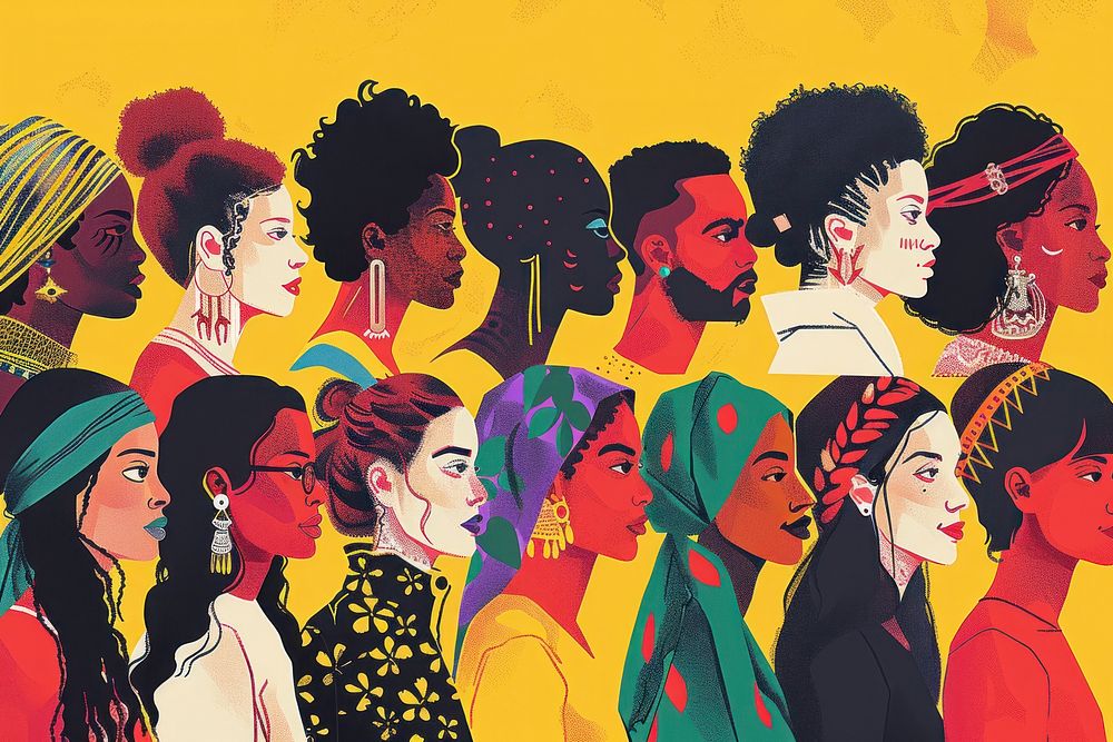 People portrait of diverse cultures illustrated painting graphics.