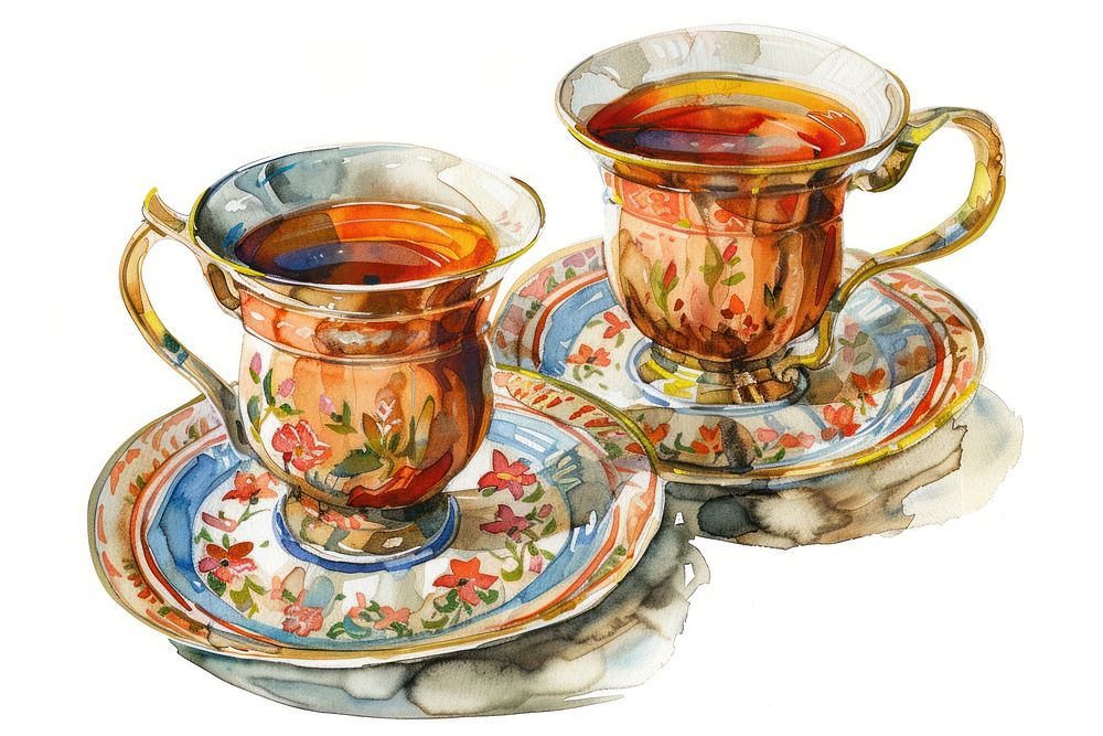 Ottoman painting of tea saucer drink cup.
