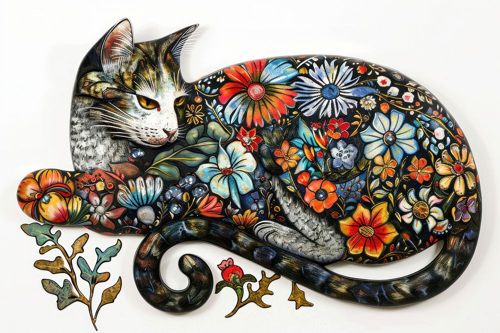 Ottoman painting of a cat animal mammal pet.