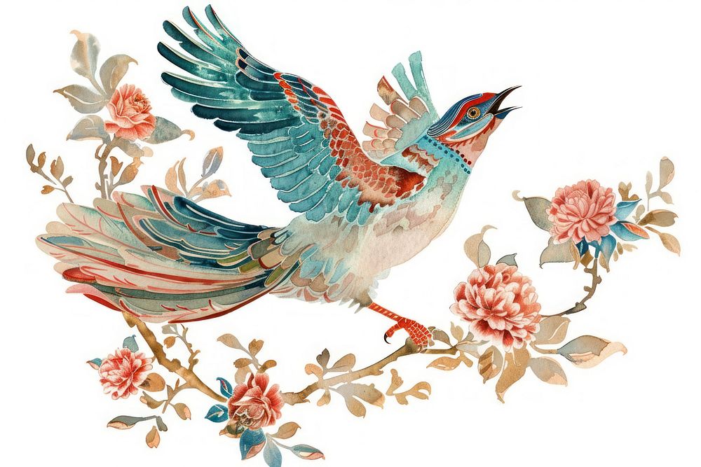 Ottoman painting of bird pattern animal art.