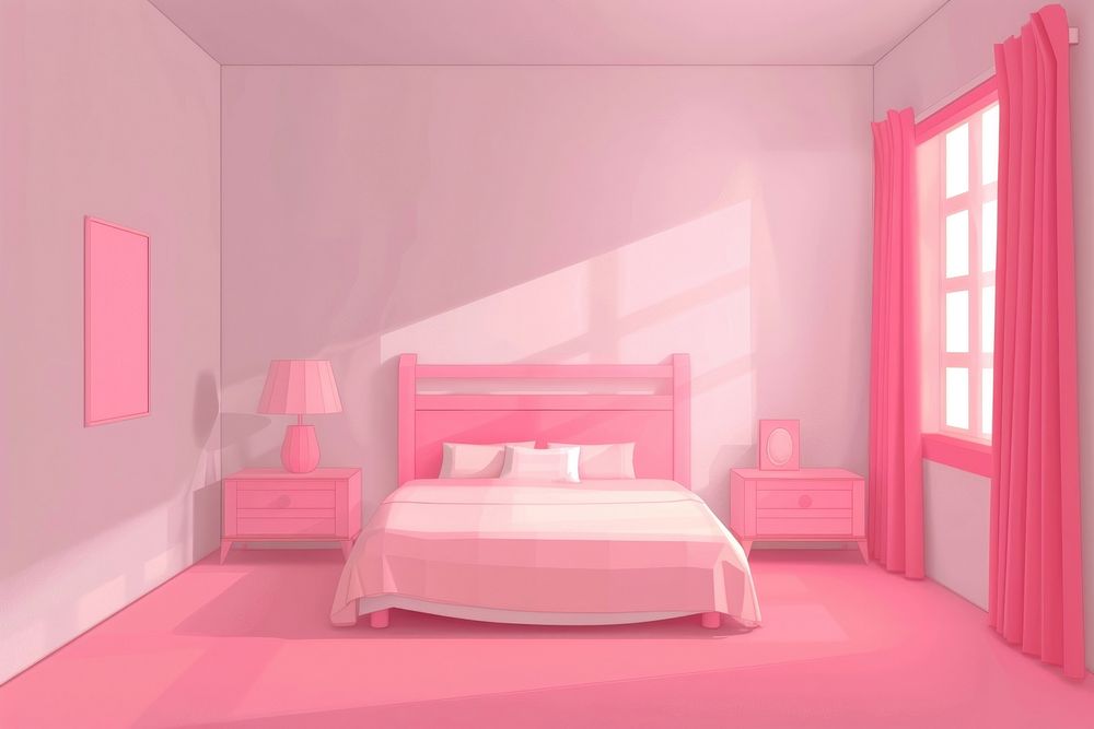 Bedroom furniture pink architecture.