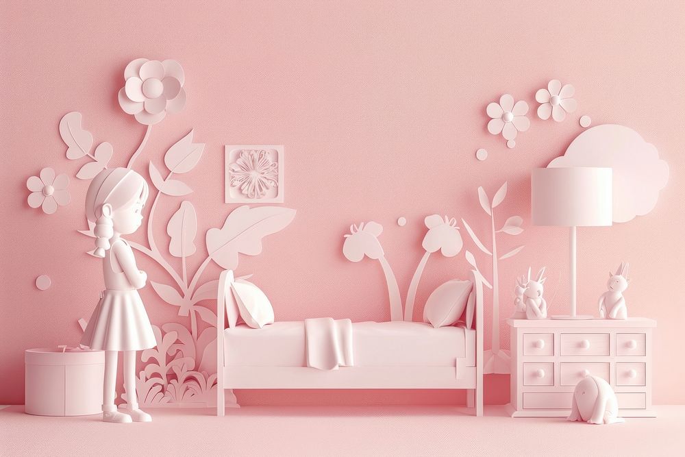 Bed furniture bedroom pink.