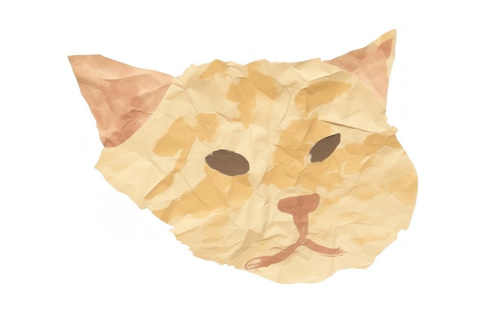 Cat head shape ripped paper mammal animal pet.