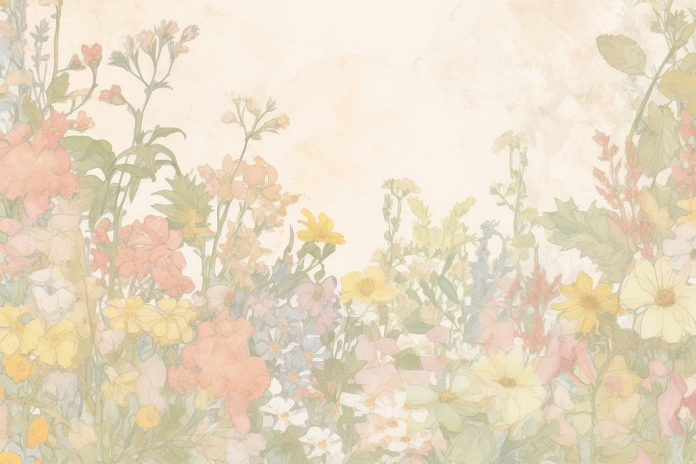 Garden floral pastel ripped paper backgrounds outdoors painting.