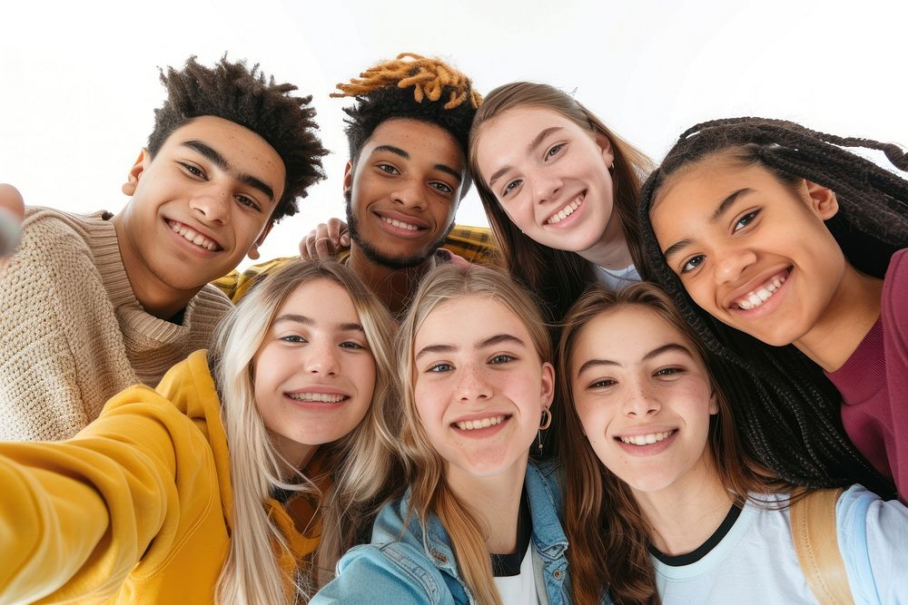 Selfie teen groupshot people.