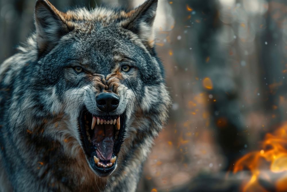 Wolf screaming in the woods wildlife animal mammal.