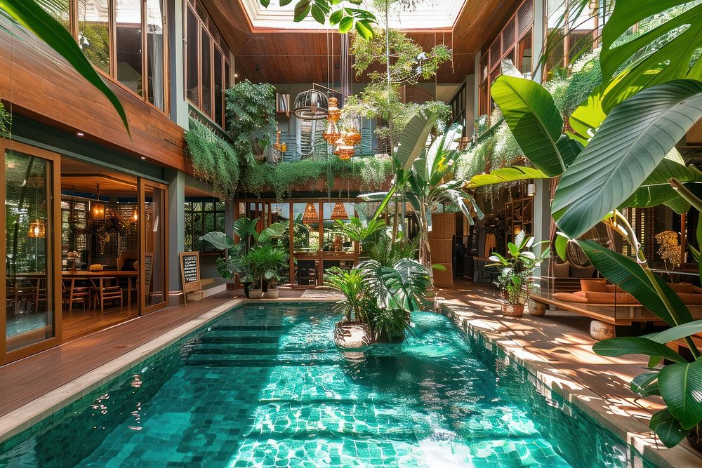 A tropical large home in Bangkok plant architecture outdoors.