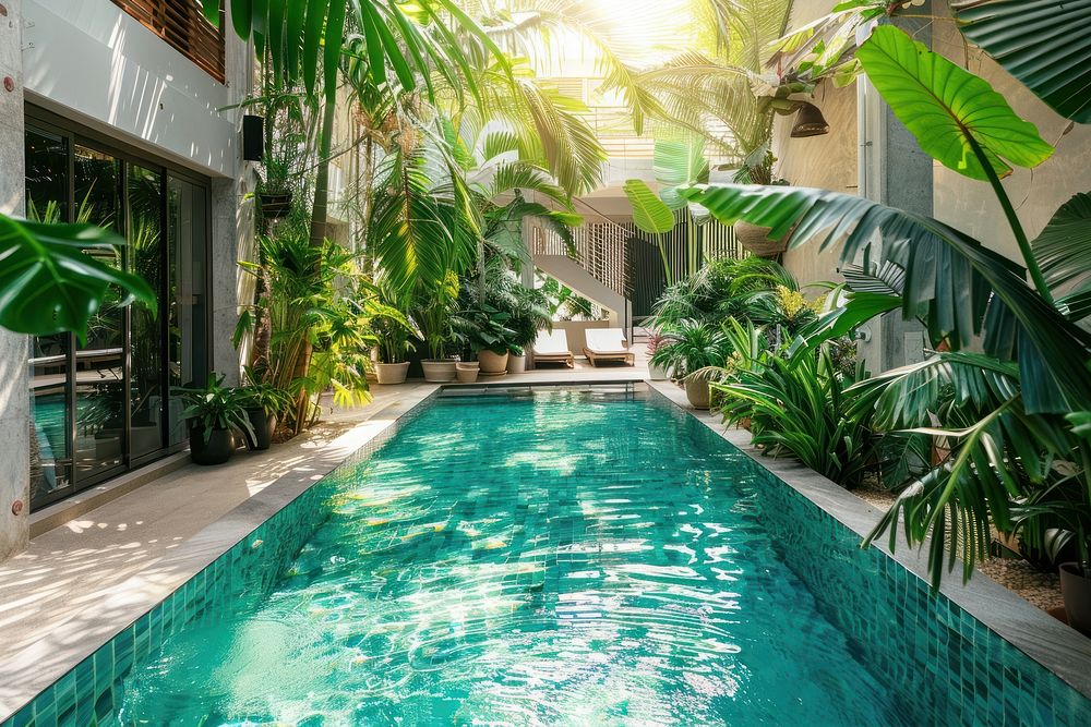 A tropical large home in Bangkok plant architecture outdoors.