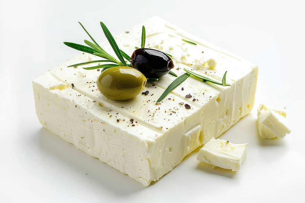 Whole feta cheese with olive food parmigiano-reggiano invertebrate.