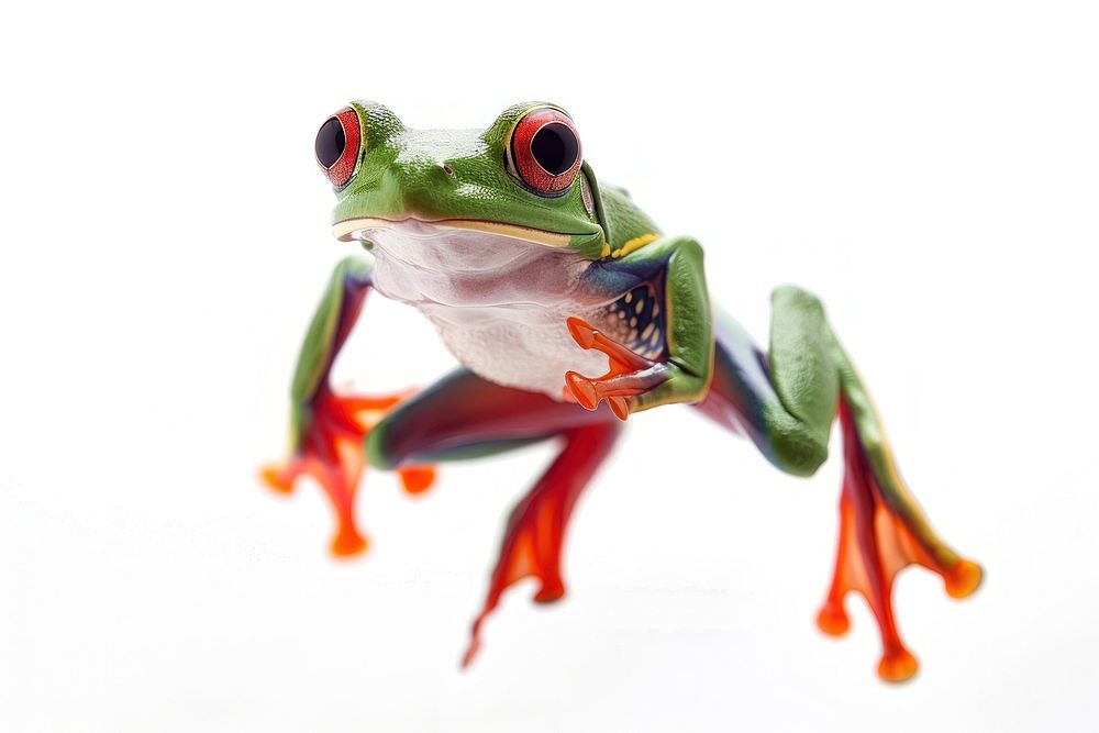 Frog jumping amphibian wildlife animal.