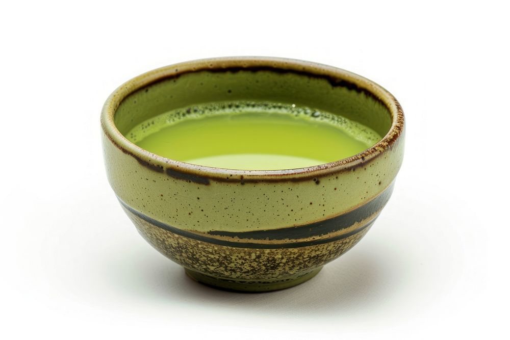 Matcha green tea beverage drink bowl.