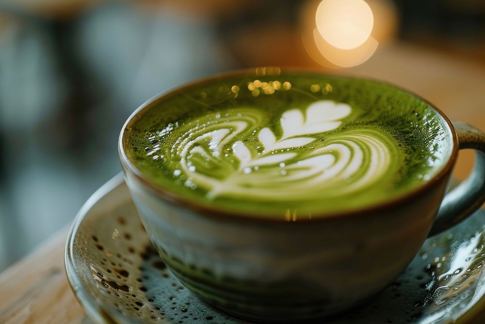 Matcha green tea beverage coffee drink.