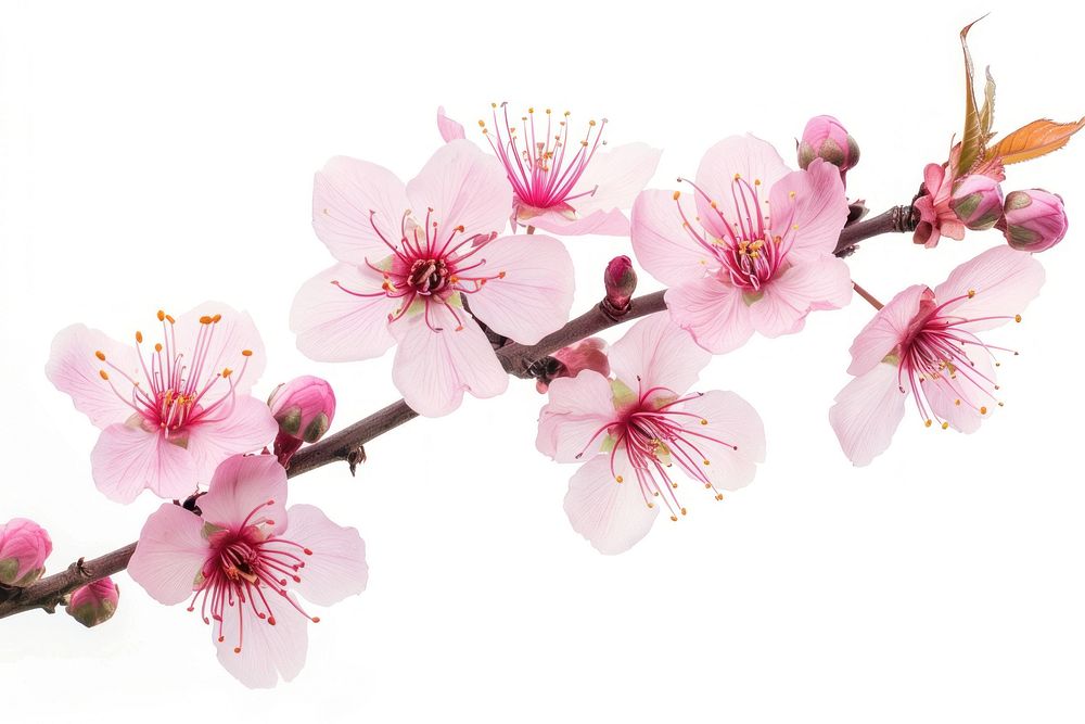 Sakura flowers with branch blossom plant white.