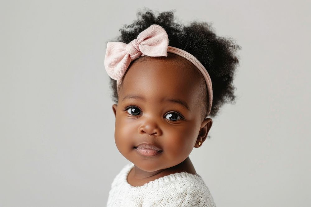 Baby girl portrait photo white background.