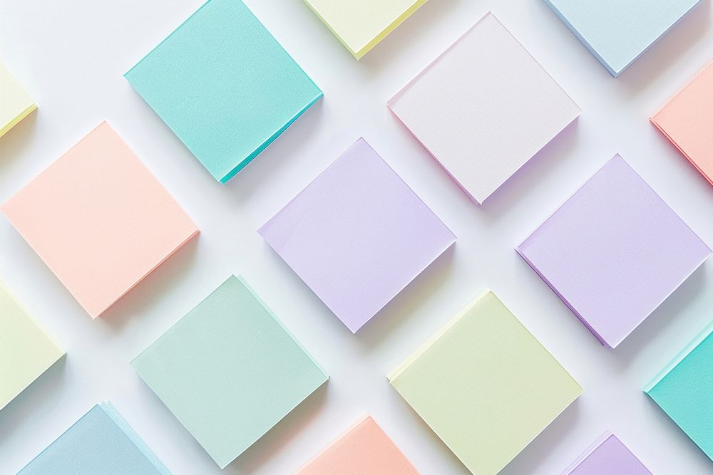 Pastel color sticky note paper text business card.