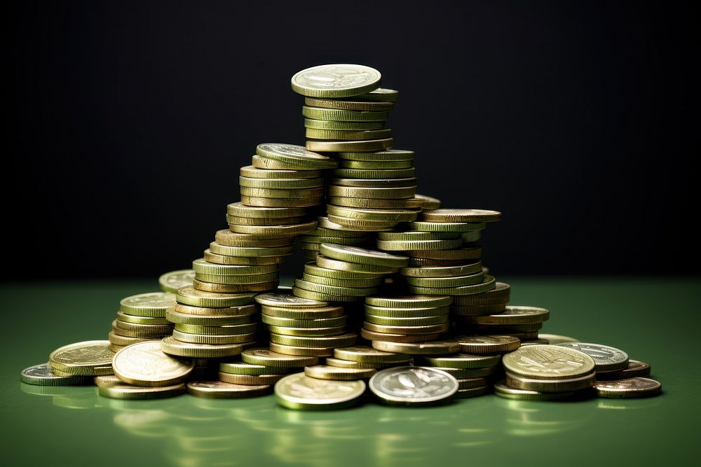 Pile of money coin investment abundance.