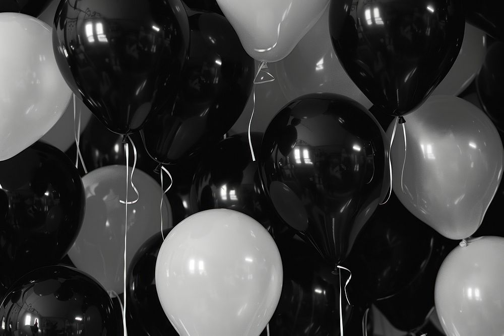 Black and white balloons backgrounds celebration anniversary.