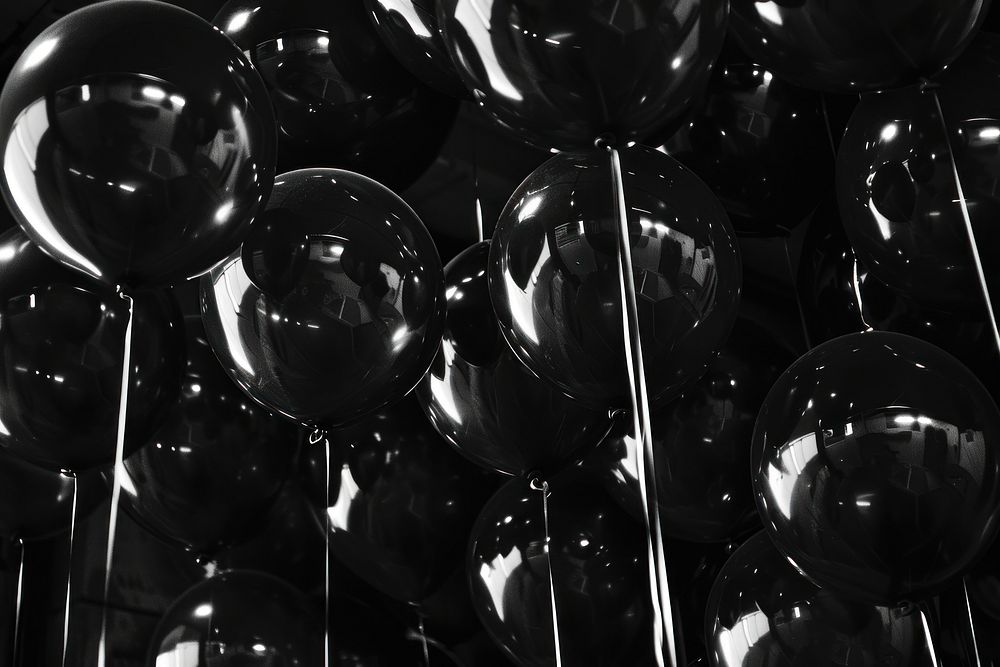 Black and white balloons sphere transparent backgrounds.