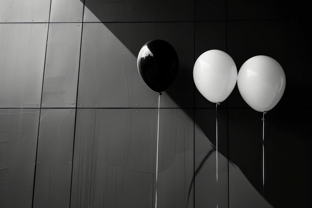 Black and white balloons architecture lighting wall.