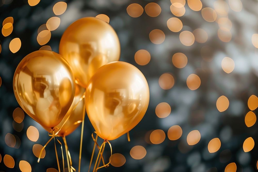 Gold balloons illuminated celebration anniversary.