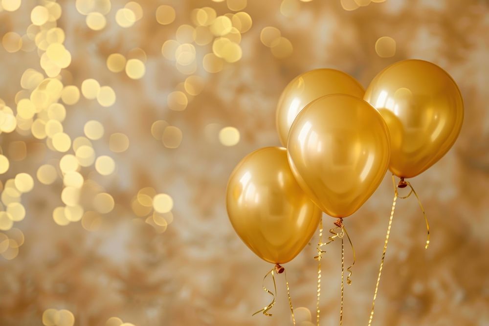 Gold balloons backgrounds illuminated celebration.