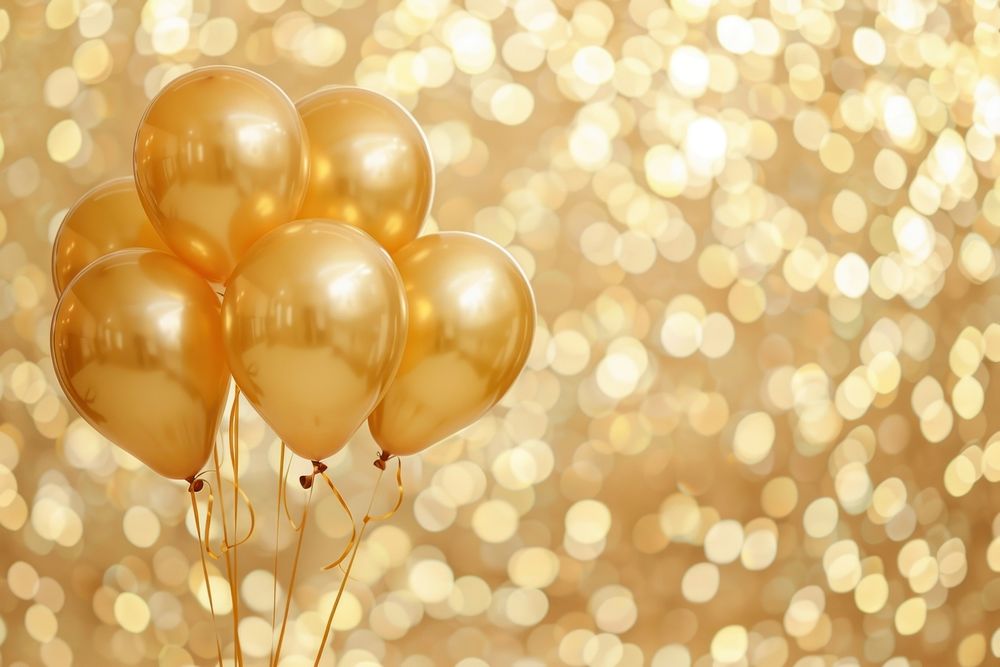 Gold balloons backgrounds illuminated celebration.