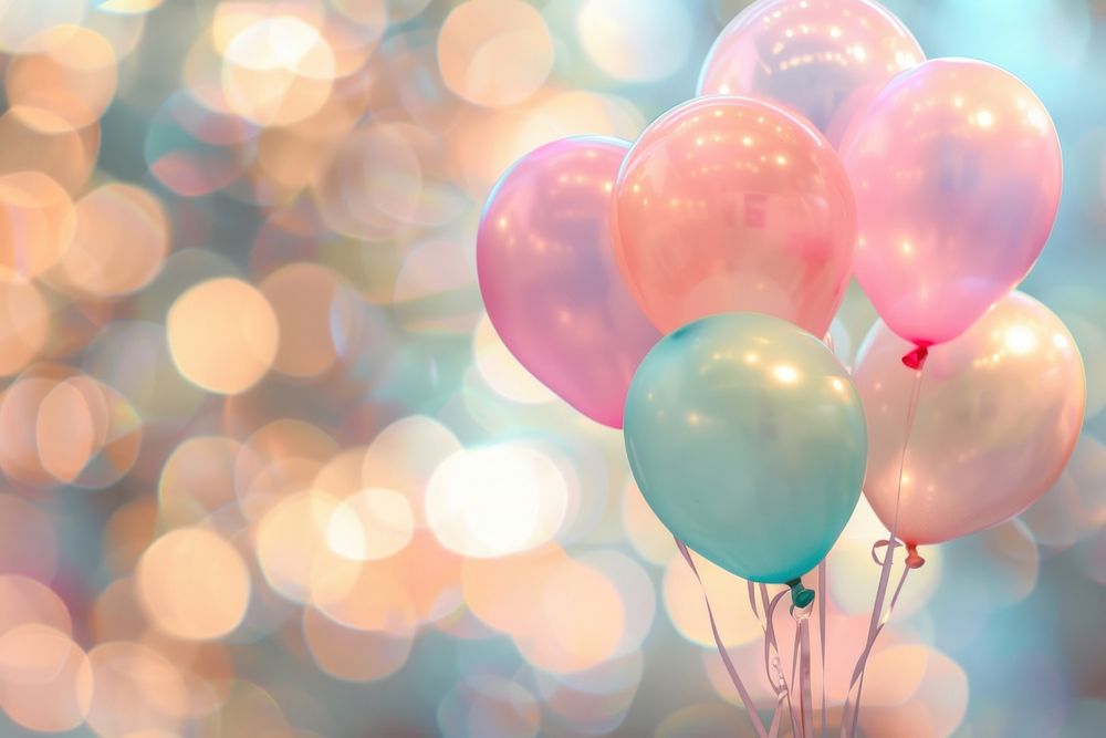 Pastel balloons illuminated celebration anniversary.