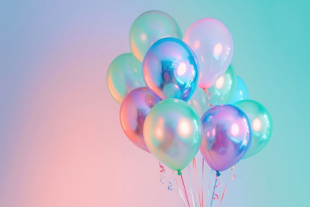 Pastel opalescent balloons celebration anniversary decoration.