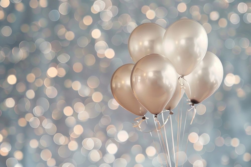 Silver balloons illuminated celebration anniversary.