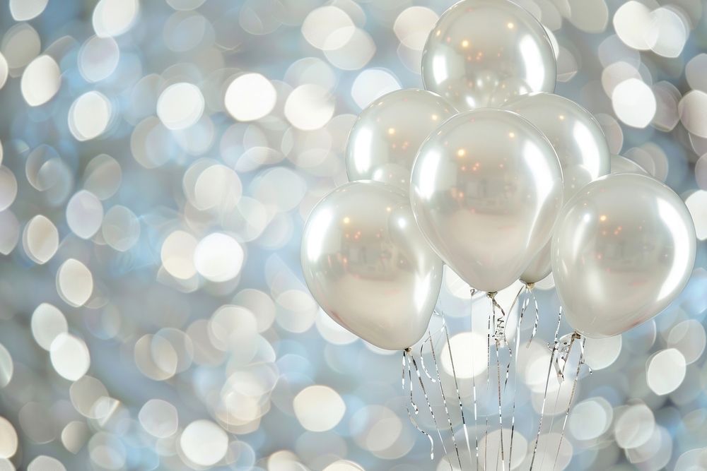 Silver balloons backgrounds illuminated celebration.