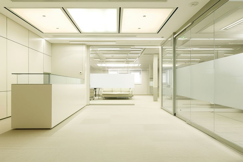Modern office architecture furniture lighting.