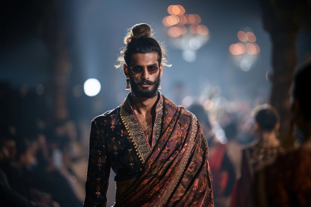 Indian man model fashion performer lighting.