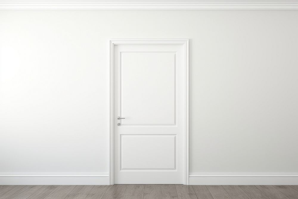 White poster mockup door indoors interior design.