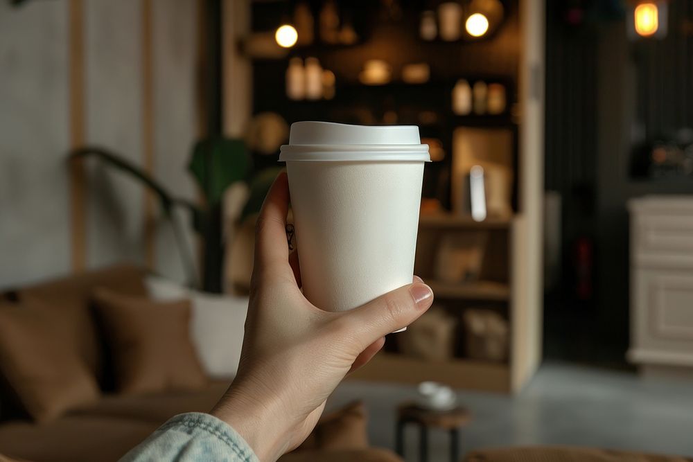 Paper cup mockup coffee furniture beverage.
