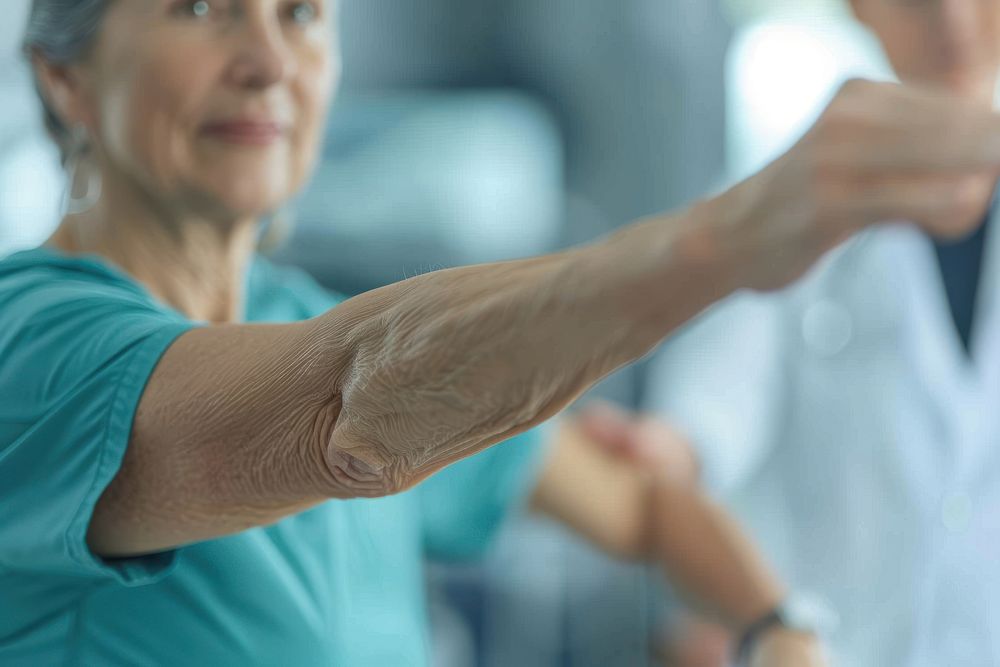 Senior woman arm doing physical exercises person female human.