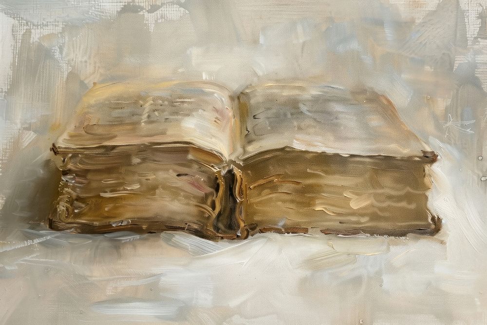 Oil painting of a close up on pale book publication drawing art.