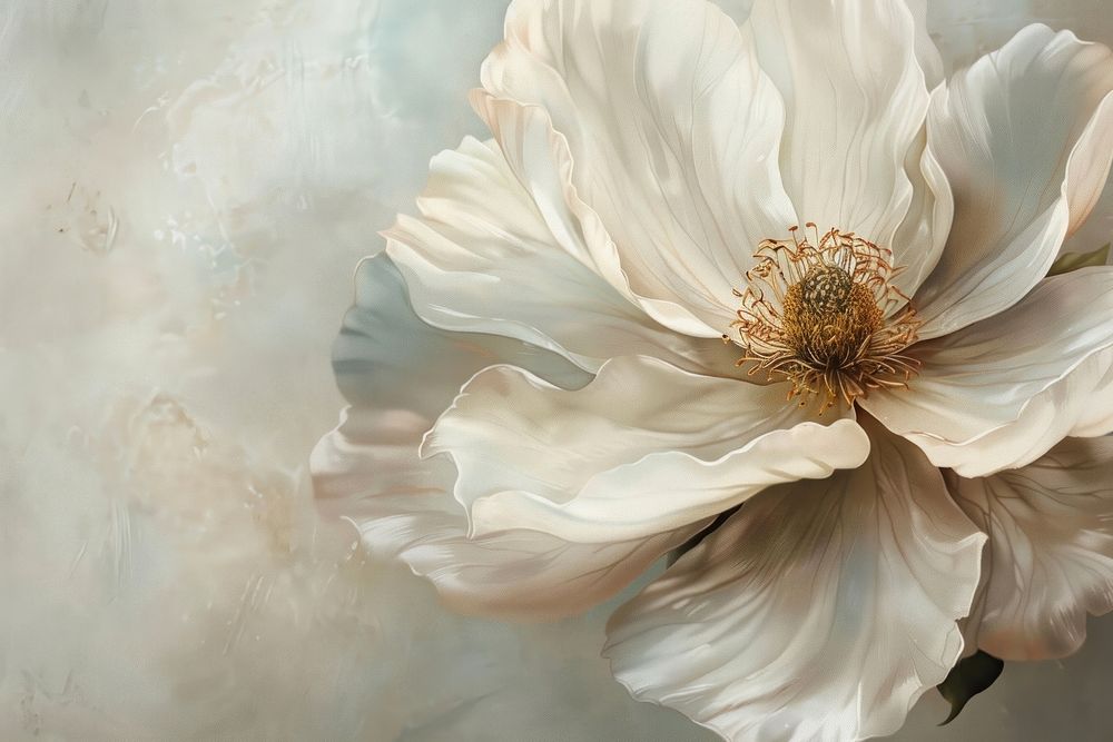 Oil painting of a close up on pale flower backgrounds blossom petal.