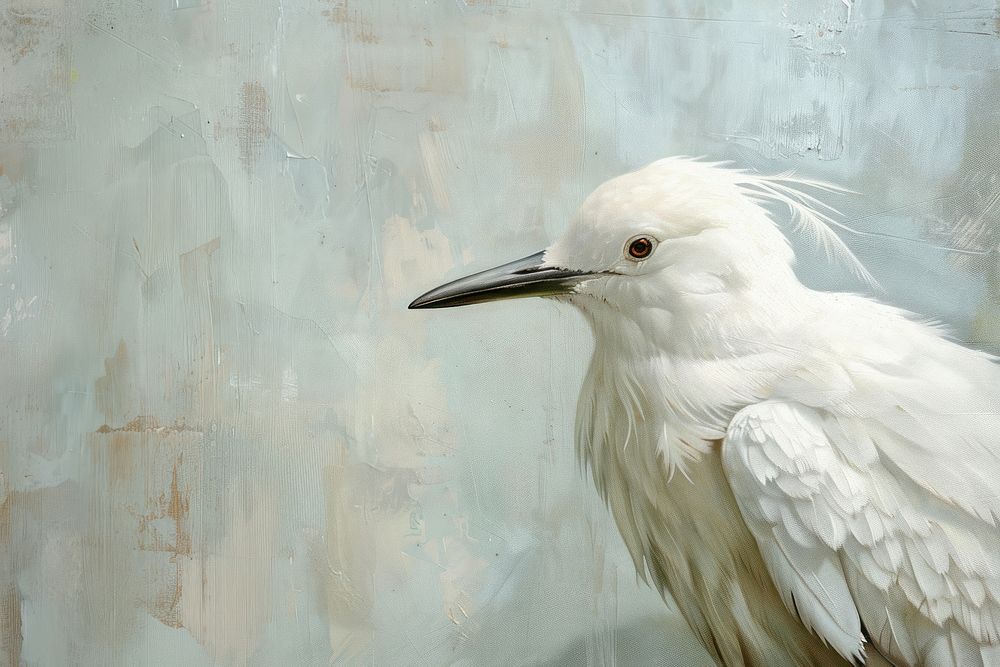 Oil painting of a close up on pale bird animal beak waterfowl.