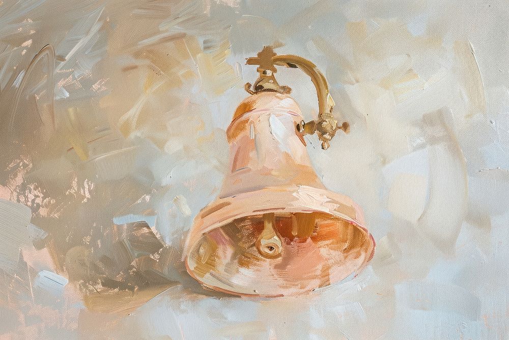 Oil painting of a close up on pale bell drawing accessories creativity.